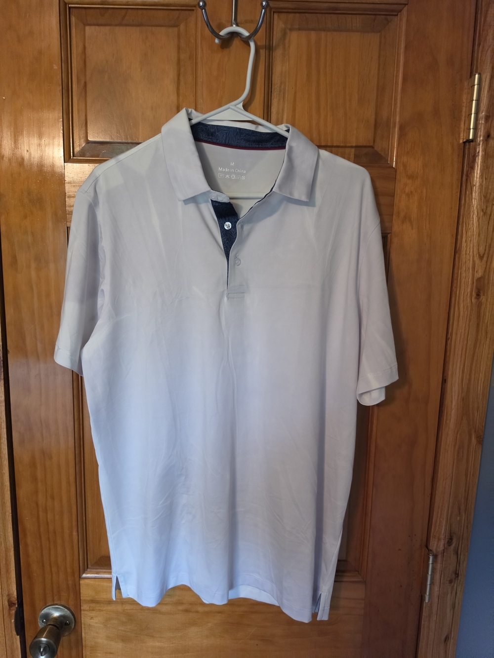 Mens White Polo Shirt with Contrast Placket
